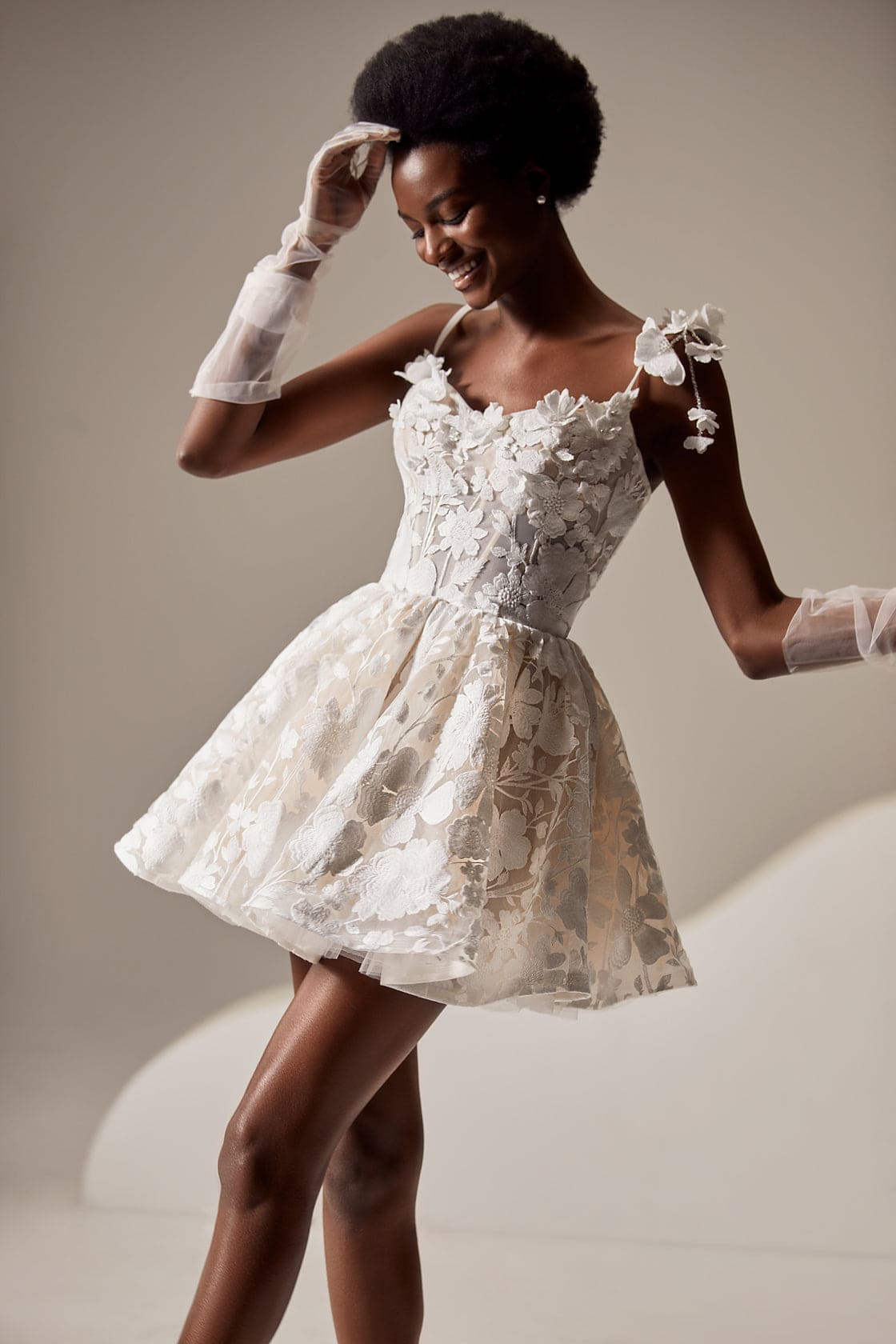 Dorothy – Milla Nova 3D Floral Mini Wedding Dress | Chicago & Milwaukee