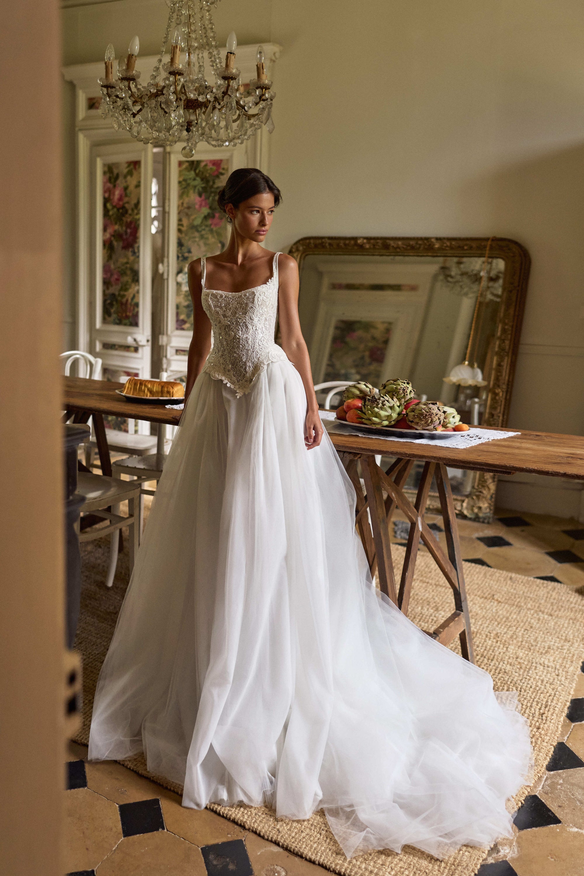 Dawnelle Lace & Tulle A-Line Wedding Dress by Milla Nova | LVA BRIDE Chicago Dawnelle Lace & Tulle A-Line Wedding Dress by Milla Nova | LVA BRIDE Chicago