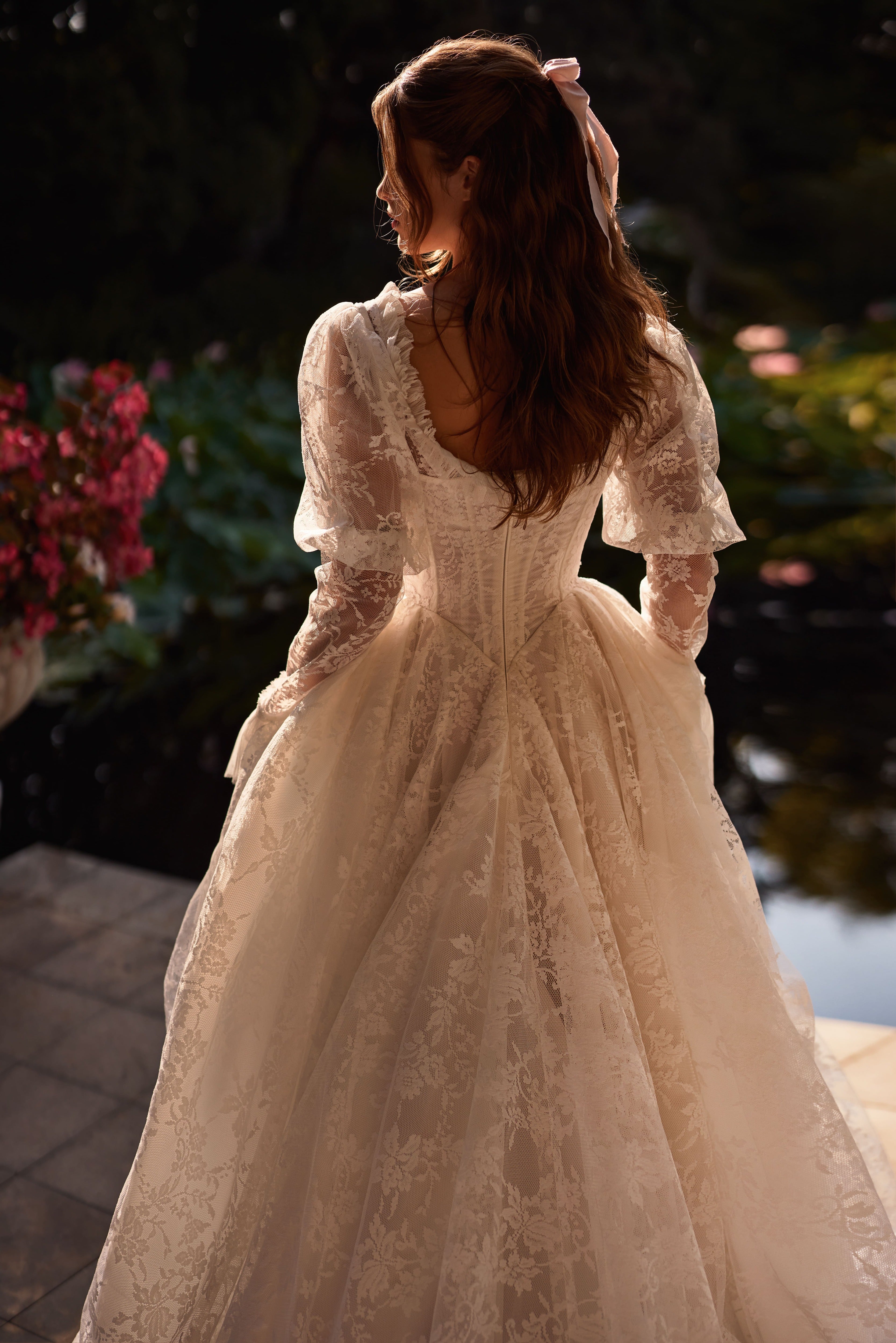 Melrose Floral Lace Wedding Bolero with Puffy Sleeves | LVA BRIDE