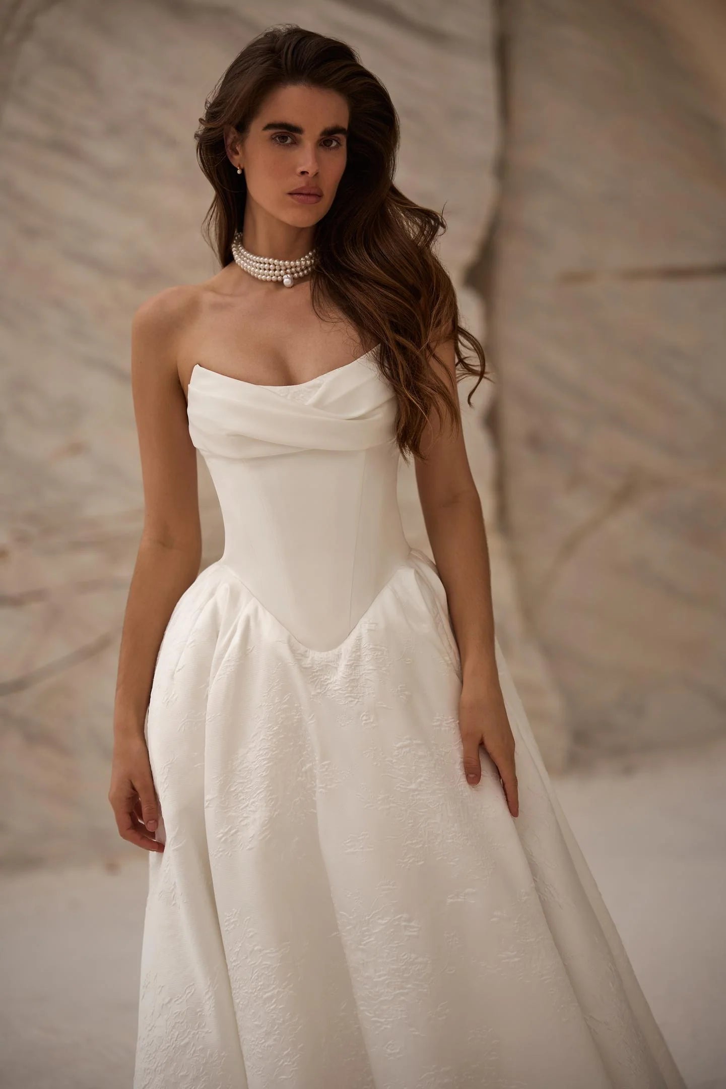 Jackie Jacquard A-Line Wedding Dress by Milla Nova | LVA BRIDE Jackie Jacquard A-Line Wedding Dress by Milla Nova | LVA BRIDE