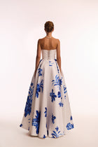 Milla Nova wedding dress Wonderful white A-line maxi dress with blue flowers, Glow-Up -  try on at LVA BRIDE (Chicago, Milwaukee)