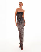 Crystal-covered fabulous black maxi dress