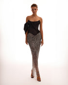 Spectacular structured boned corset in black, Midnight Walk