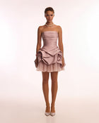 Rosette mini dress in misty rose