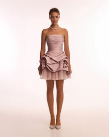 Rosette mini dress in misty rose