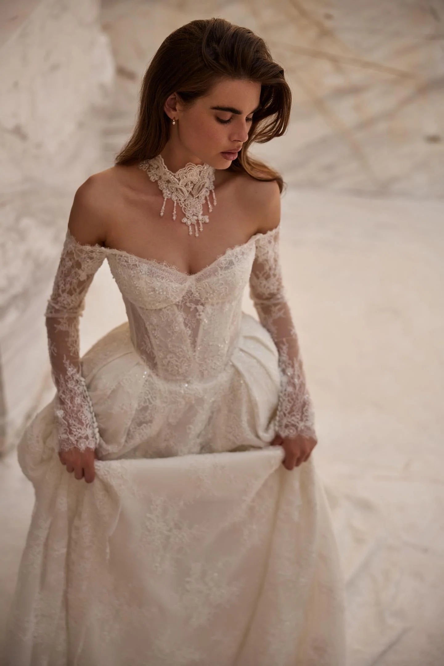 milla nova off the shoulder wedding dress Qirelle Off-Shoulder A-Line Wedding Dress by Milla Nova