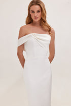 White Classy midi dress with open neckline